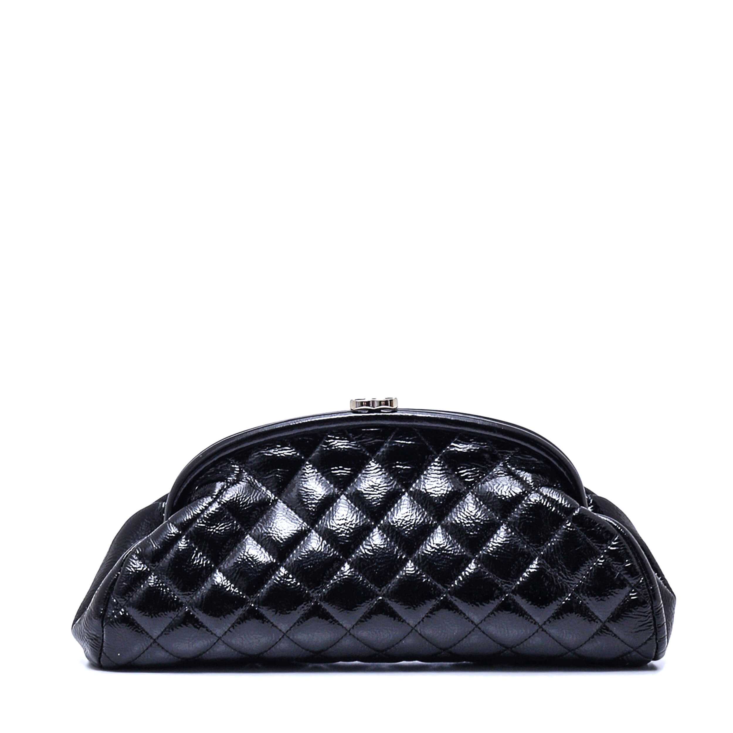 Chanel - Black Quielted Patent Leather Timeless Clutch